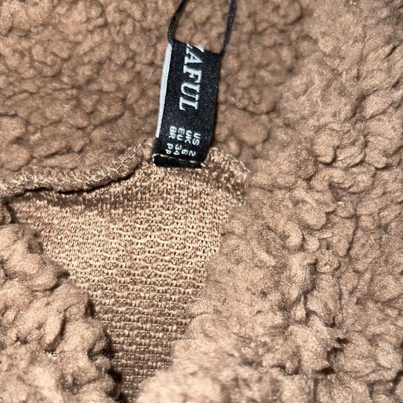✨ ZAFUL Women's Faux Fur Half Zip Fuzzy Sweatshirt Warm Fleece Crop Sherpa ✨ - Picture 5 of 6